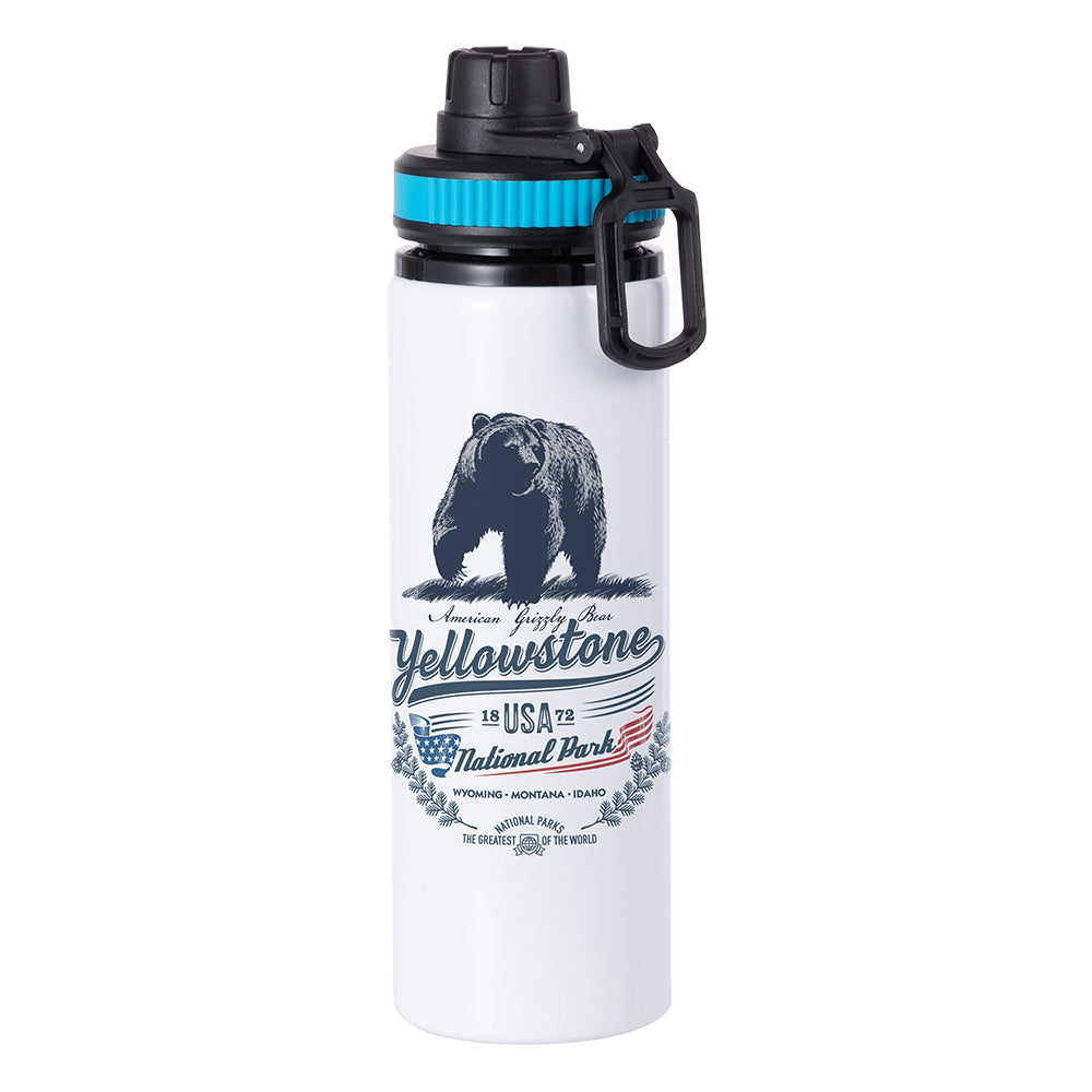 MissKraft - Sublimation - Gourde en Aluminium - Blanc/Bouchon Noir-Bleu - 850 ml