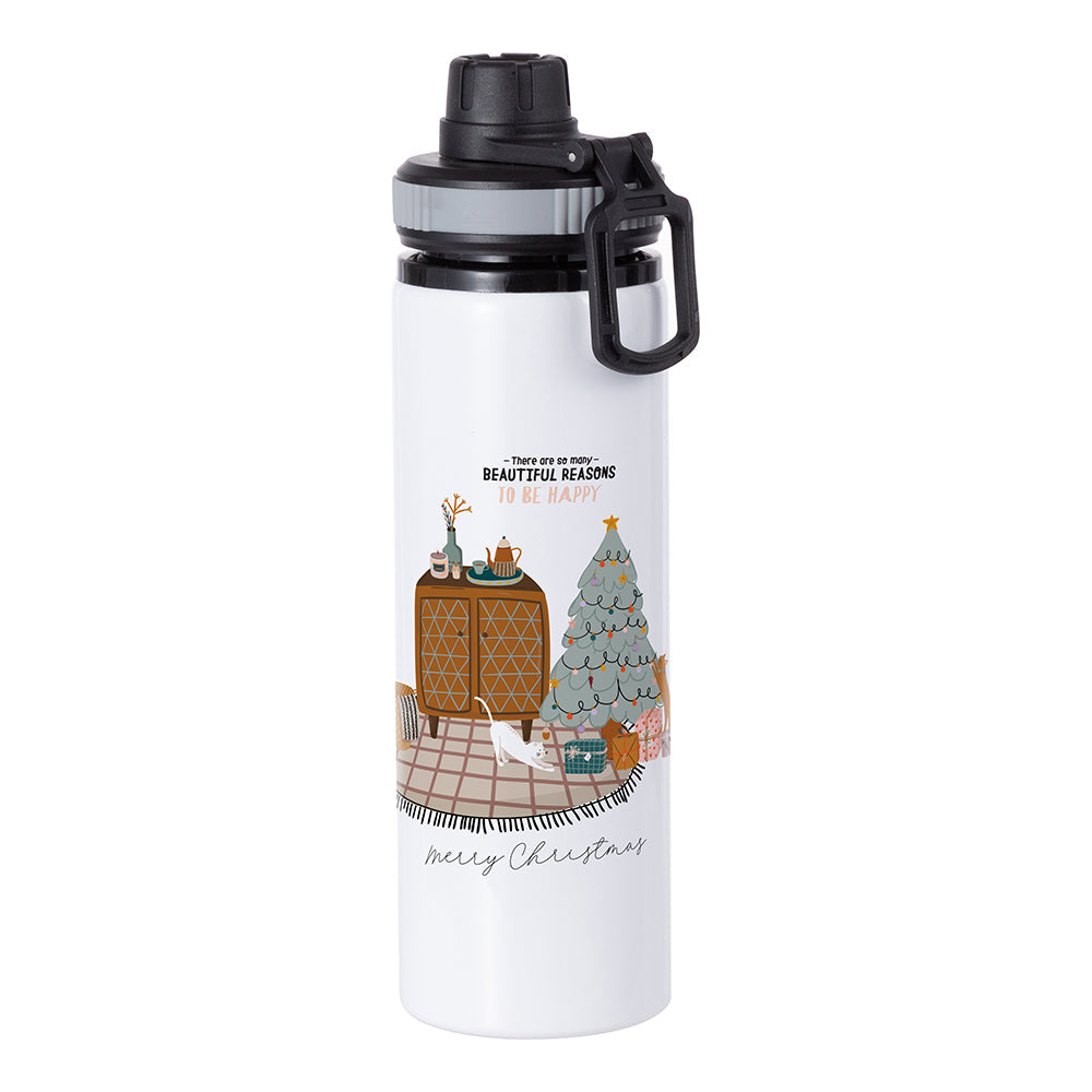 MissKraft - Sublimation - Gourde en Aluminium - Blanc/Bouchon Gris - 850 ml