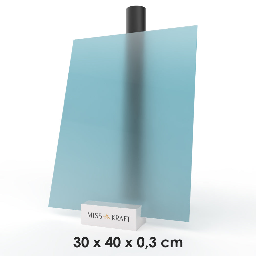 MissKraft - Plexiglass PMMA Acrylique - Bleu Givré - 30 x 40 cm - Ép. 3 mm