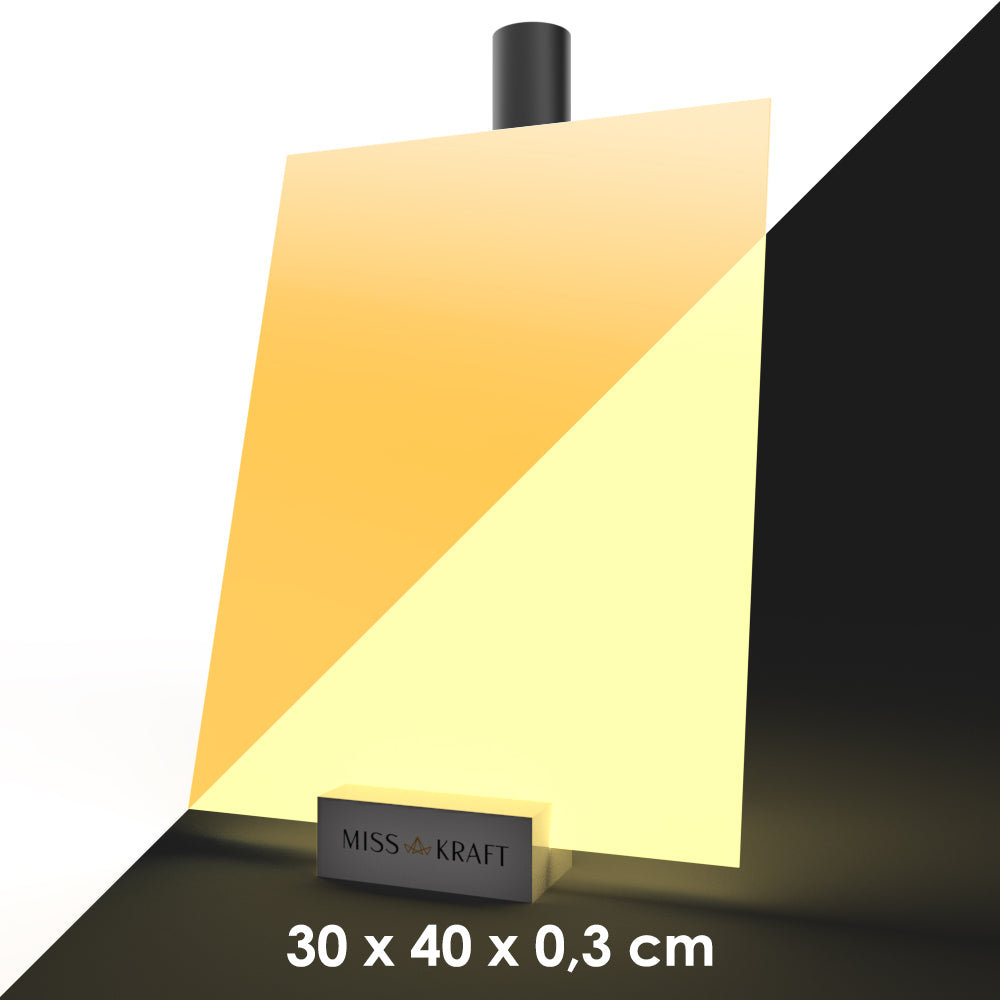 MissKraft - Plexiglass PMMA Acrylique - Phosphorescent Jaune - 30 x 40 cm - Ép. 3 mm
