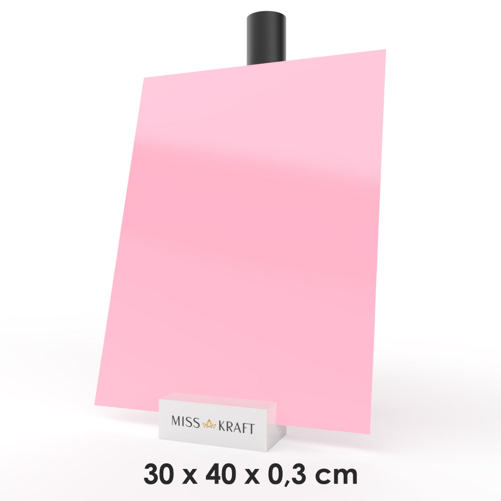 MissKraft - Plexiglass PMMA Acrylique - Rose Pastel - 30 x 40 cm - Ép. 3 mm
