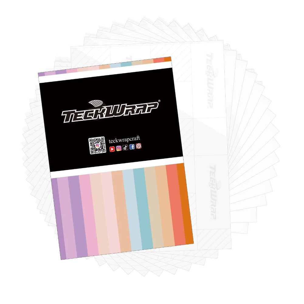 TeckWrapCraft - Vinyle Autocollant pour Laminage à Froid - Transparent Brillant - 15 feuilles