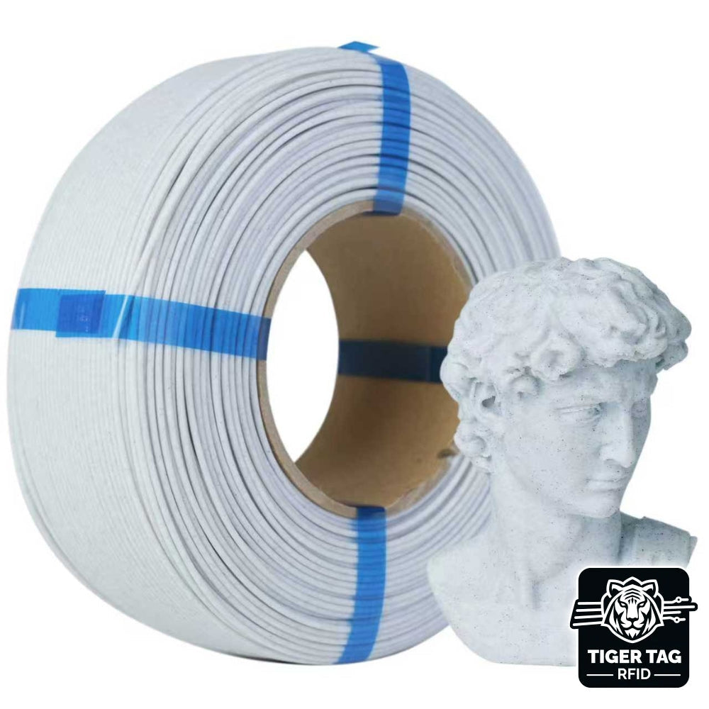 Jamg He - PLA Marble - Blanc (White) Effet pierre Naturel- 1,75 mm - 1 kg - Refill avec RFID TigerTag