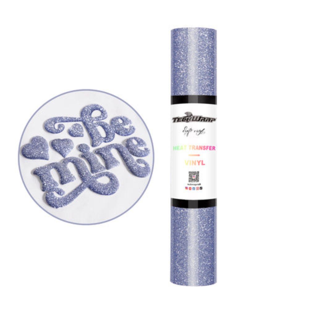 TeckWrapCraft - Puff HTV Thermocollant Pailleté - Bleu Ange - 30 cm x 1,5 m