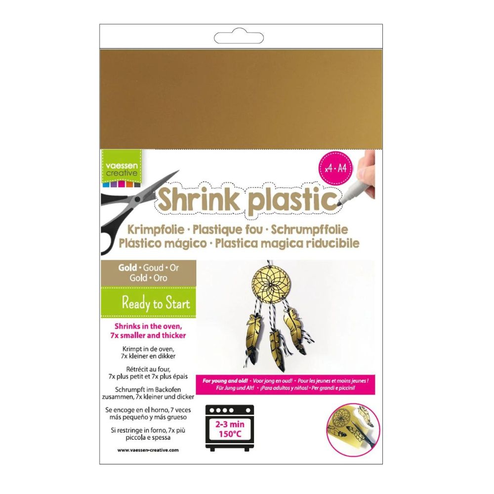 Vaessen Creative - 4 Feuilles de Plastique Fou Imprimable - Or - 20 x 30 cm