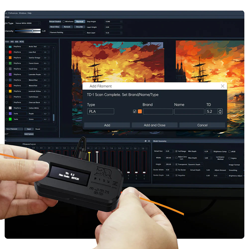 BIQU - AJAX TD1S - Boitier d'Analyse de Couleur de Filament HueForge & TigerTag RFID