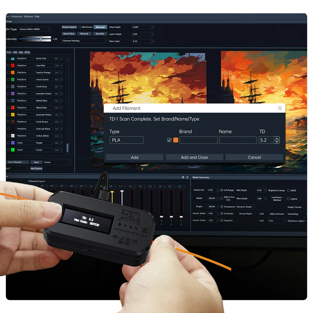 BIQU - AJAX TD1S - Boitier d'Analyse de Couleur de Filament HueForge & TigerTag RFID