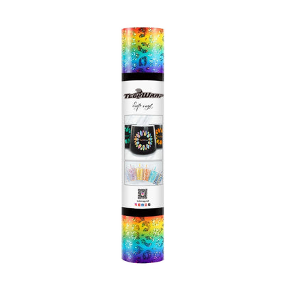 Teckwrap - Vinyle Adhésif - Arc-en-ciel Holographique Léopard - 30 cm x 1,5 m