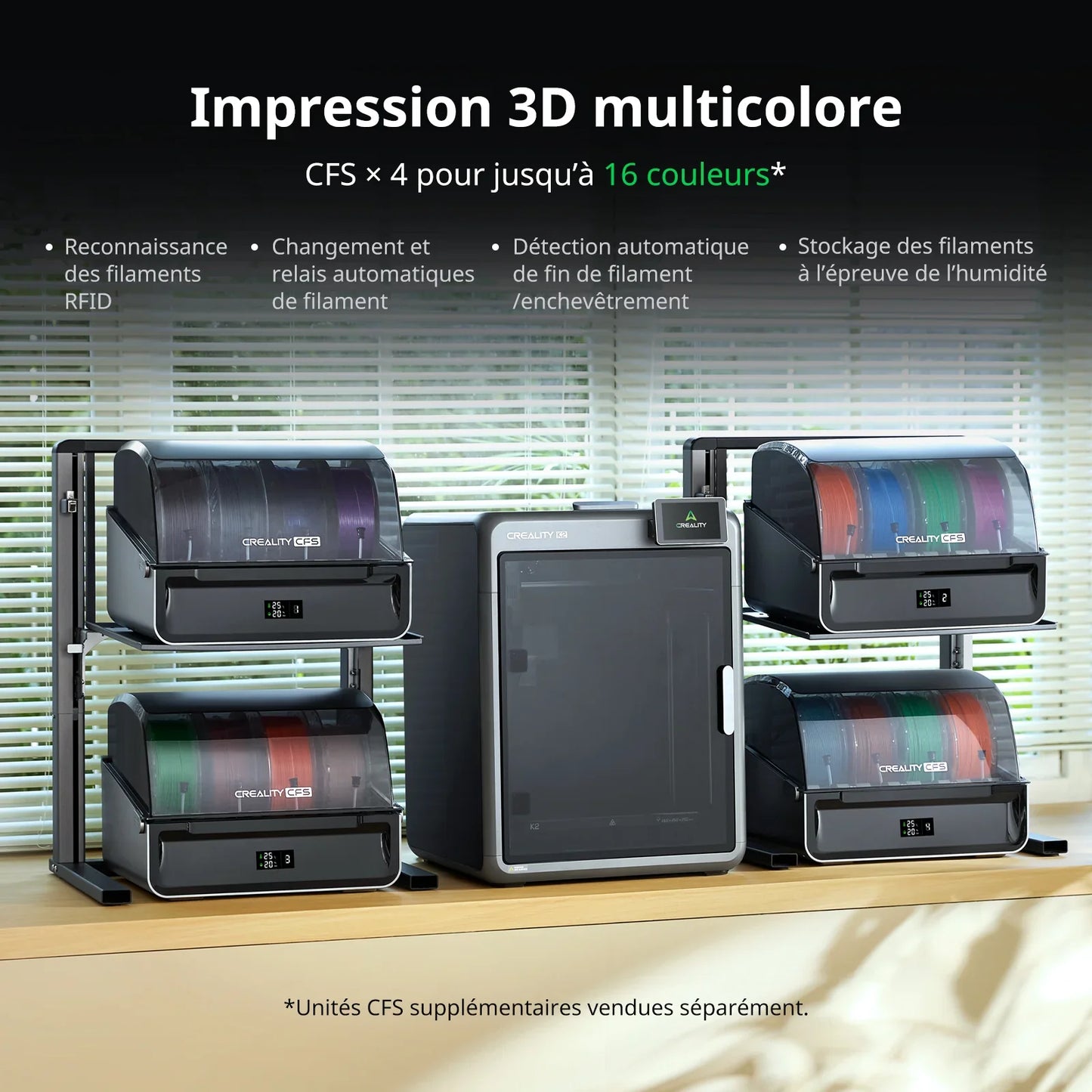 Creality - K2 Combo avec CFS - Imprimante 3D FDM Multi-Couleurs