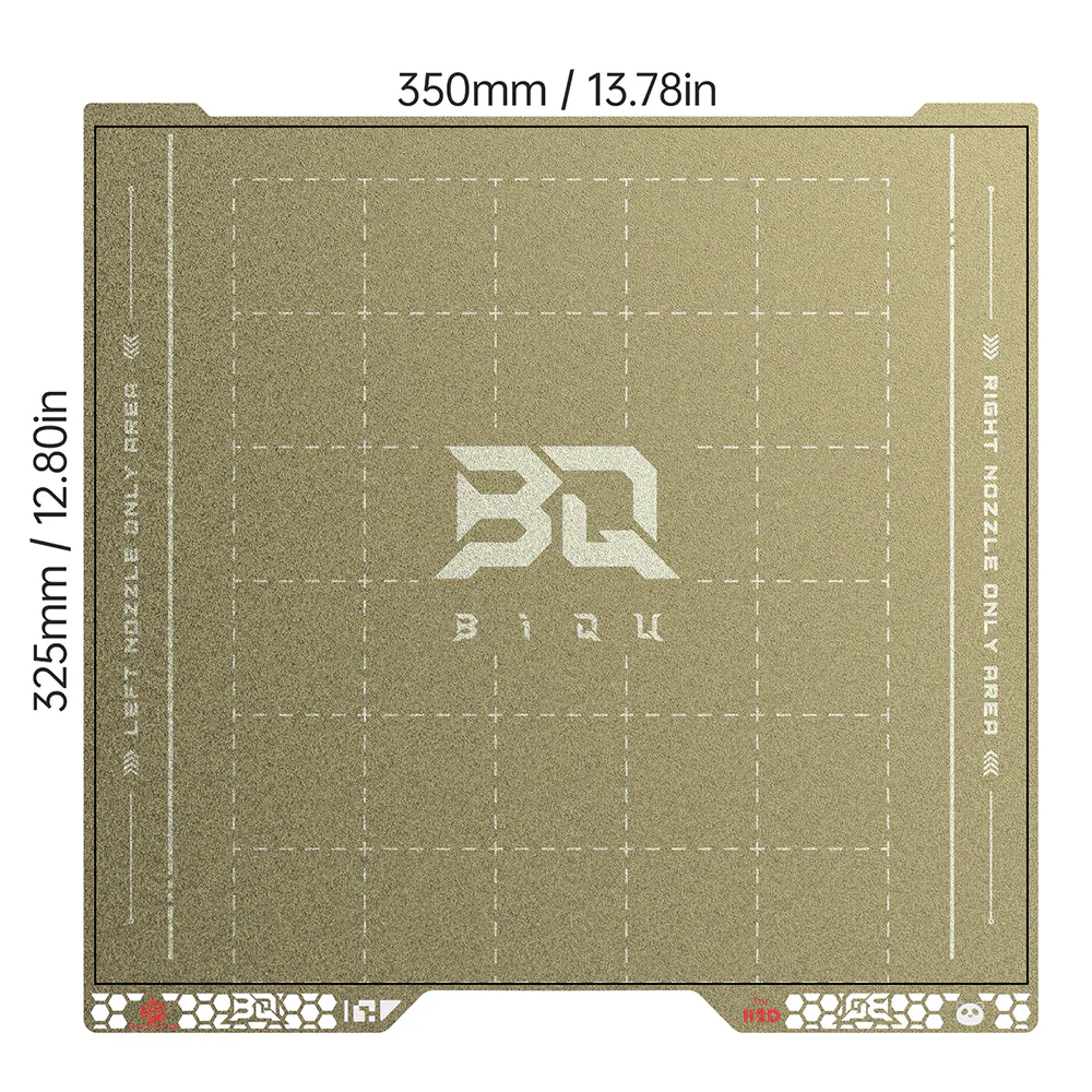 BIQU - Plateau d'impression Série H2D/H2S Bambu Pyrogrip - Grille PEI Texturée (Spring Steel Sheet Double-Sided Textured PEI Grid) - 355 x 346 mm