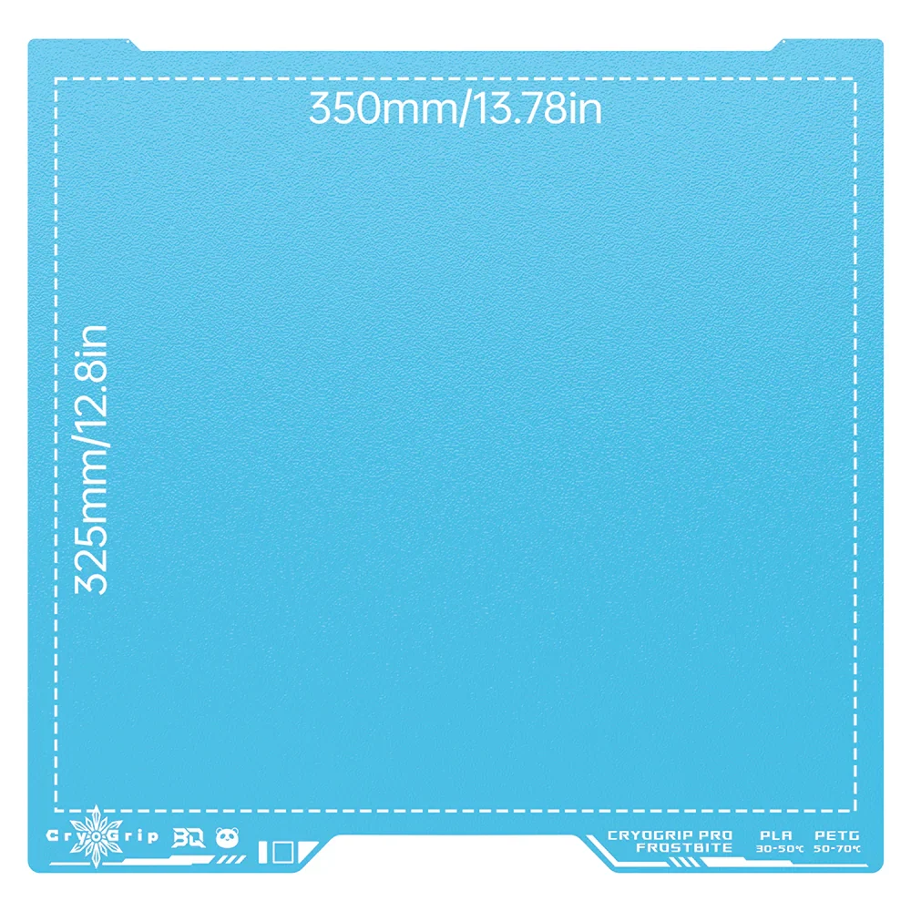 BIQU - Plateau d'impression Série H2S/H2D Bambu CryoGrip Pro - Bleu d'hiver texturé (Frostbite Coarse Textures) - 355 x 346 mm