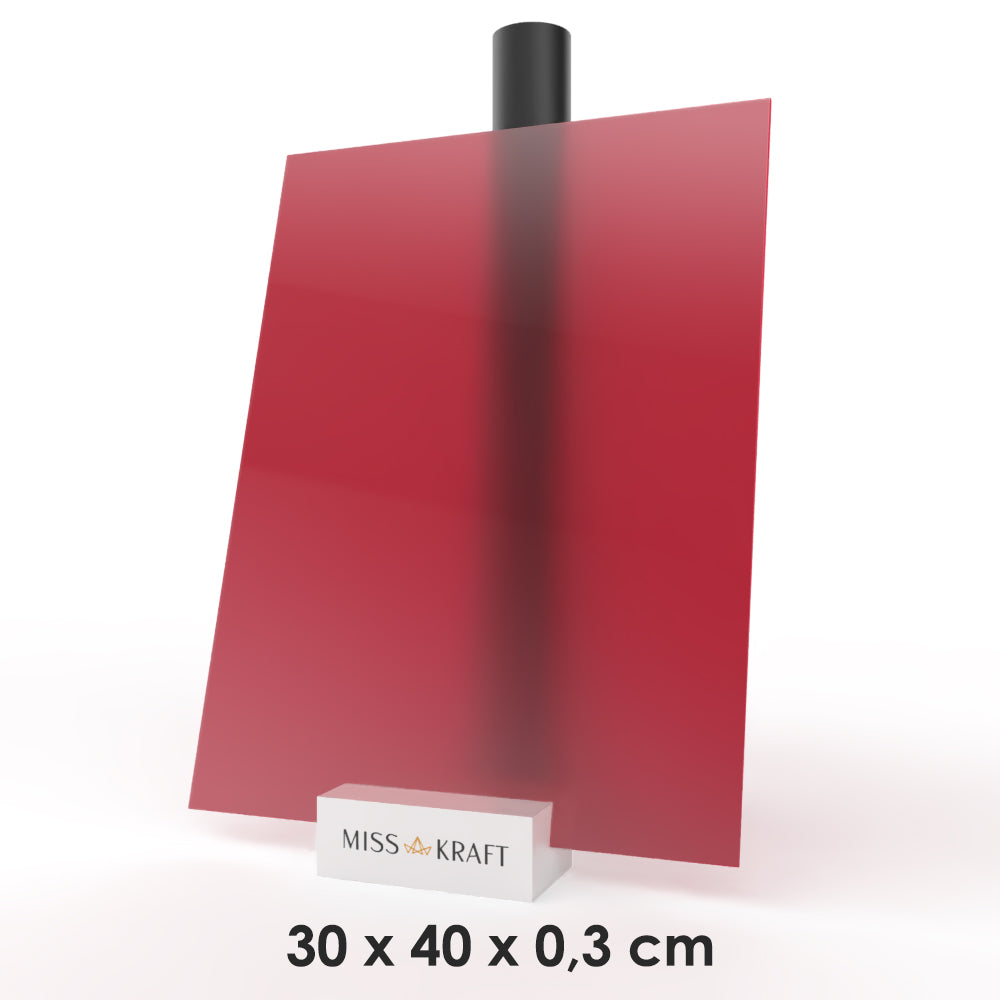 MissKraft - Plexiglass PMMA Acrylique - Rouge Givré - 30 x 40 cm - Ép. 3 mm