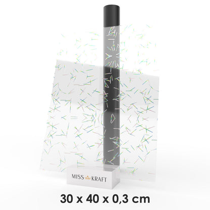 MissKraft - Plexiglass PMMA Acrylique - Transparent Confetti - 30 x 40 cm - Ép. 3 mm