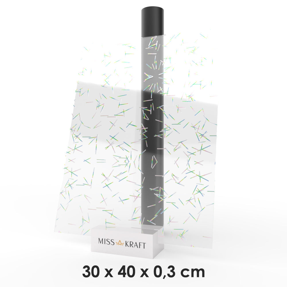 MissKraft - Plexiglass PMMA Acrylique - Transparent Confetti - 30 x 40 cm - Ép. 3 mm