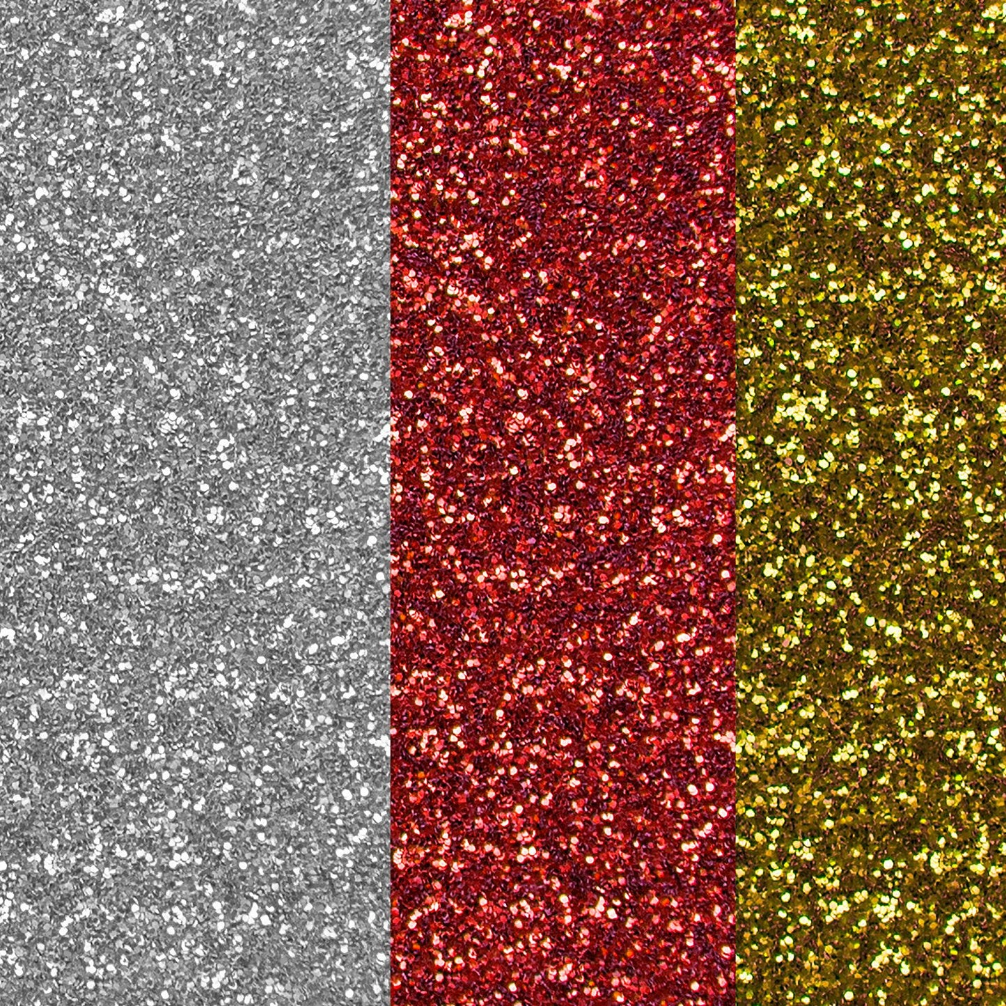 3 couleurs du pack feuilles pailletées de iron-on 