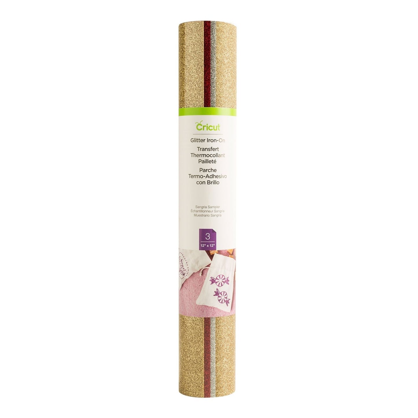 3 feuilles flex thermocollantes glitter iron-on pailletées de chez cricut