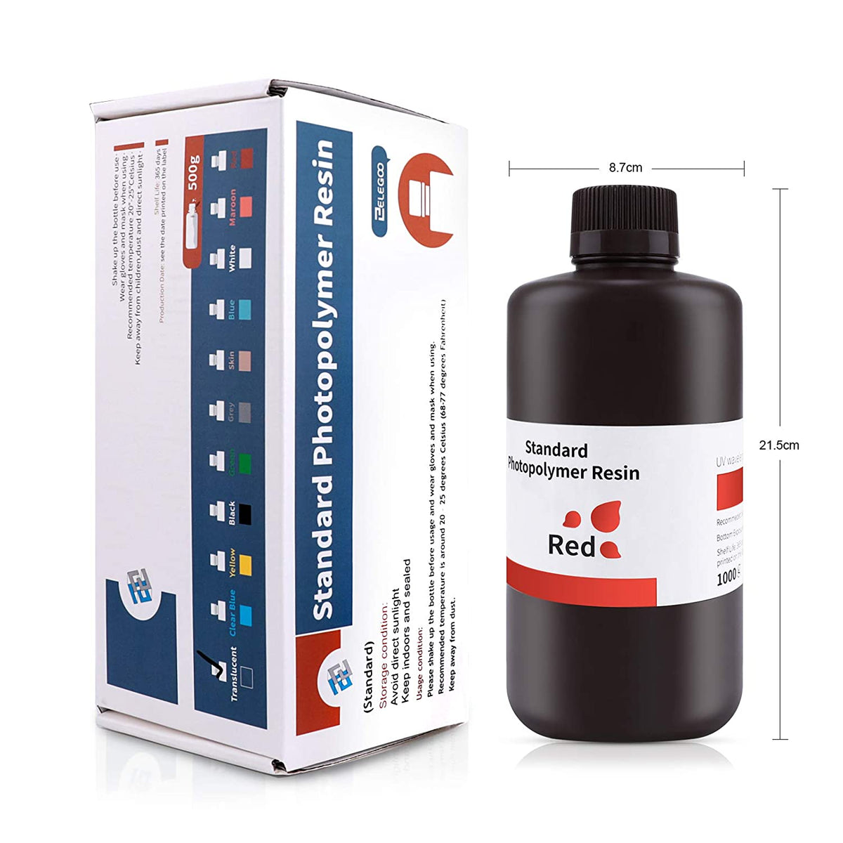 ELEGOO - Résine UV Standard - Rouge Clair (Clear red) - 1 kg