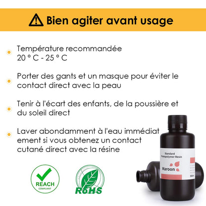 Pack ELEGOO - 12x Résine UV Standard - Bordeaux (Maroon) - 1 kg