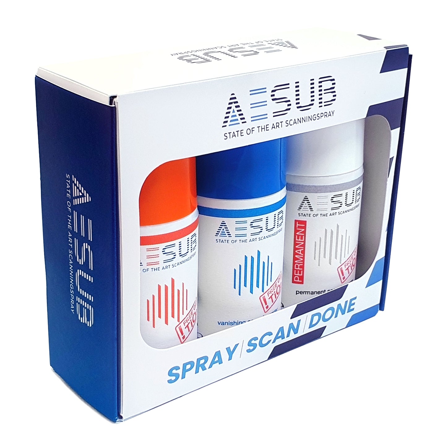 AESUB - Echantillons GRATUITS - Spray Matifiant 35 ml - Bleu/Orange/Blanc