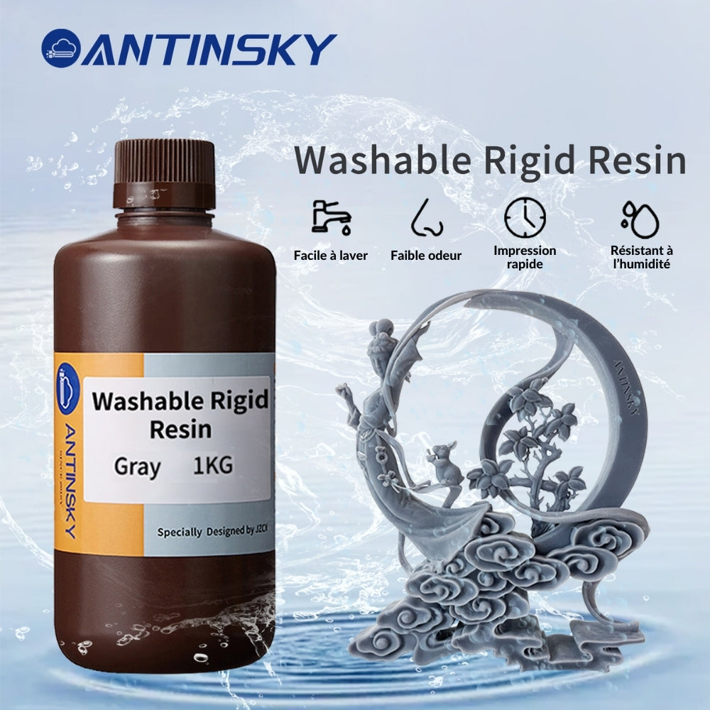 Antinsky - Washable Rigid Resin - Gris (Gray) - 1 kg
