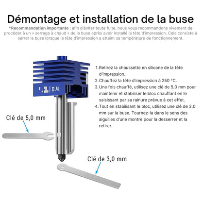 BIQU - Panda Juicer - SF-H/A Hotend Buse de 0,8mm en Acier Trempé pour Bambu Lab Série A1 H2