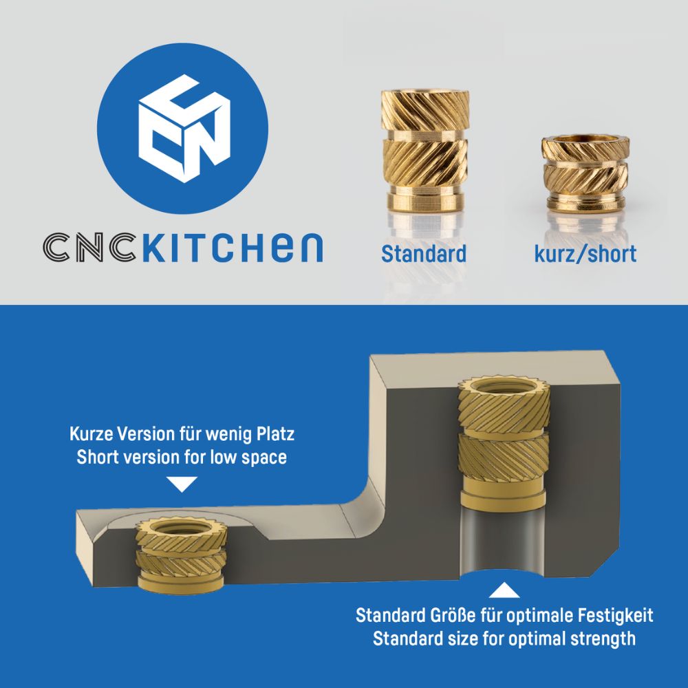 CNC Kitchen - Inserts Filetés M5x5.8 Courts - Lot de 50 pièces
