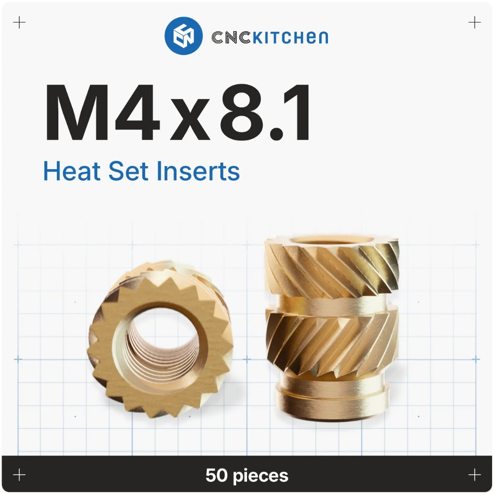 CNC Kitchen - Inserts Filetés M4x8.1 Standard - Lot de 50 pièces