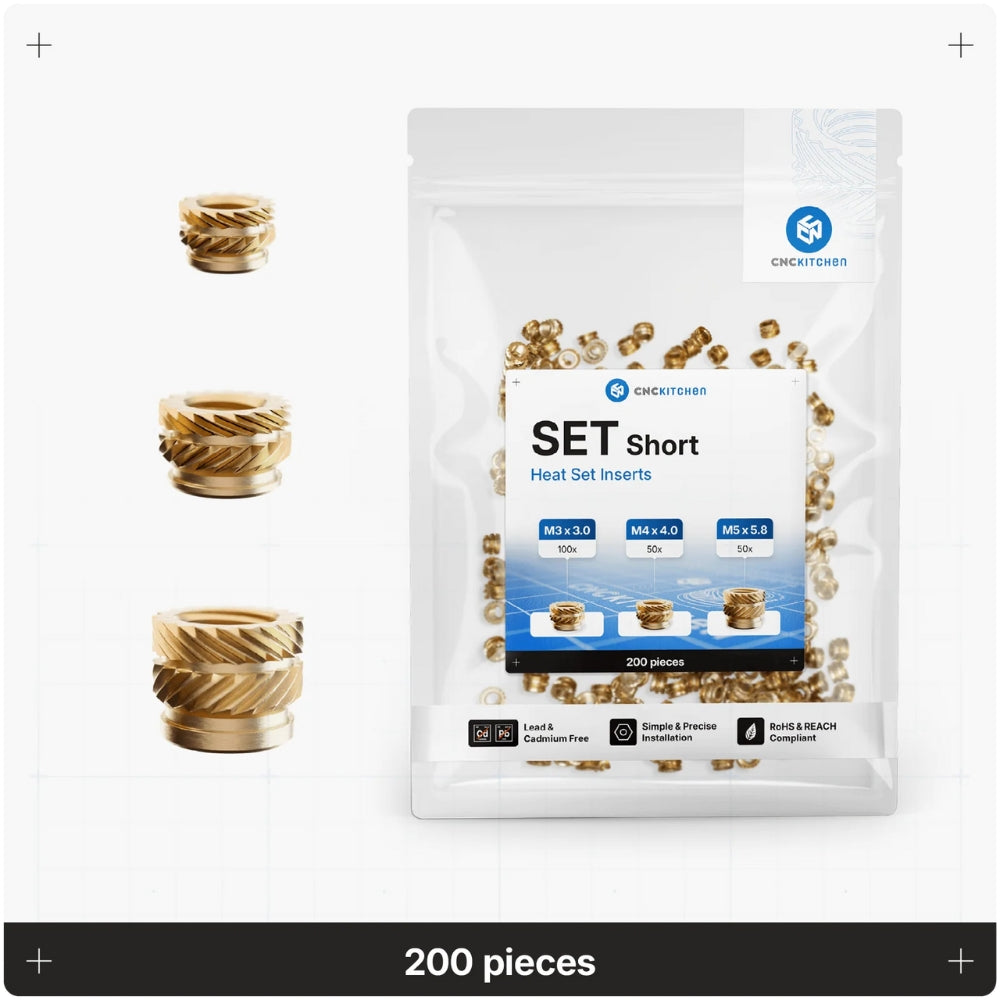 CNC Kitchen - Inserts Filetés Set Court - Lot de 200 pièces