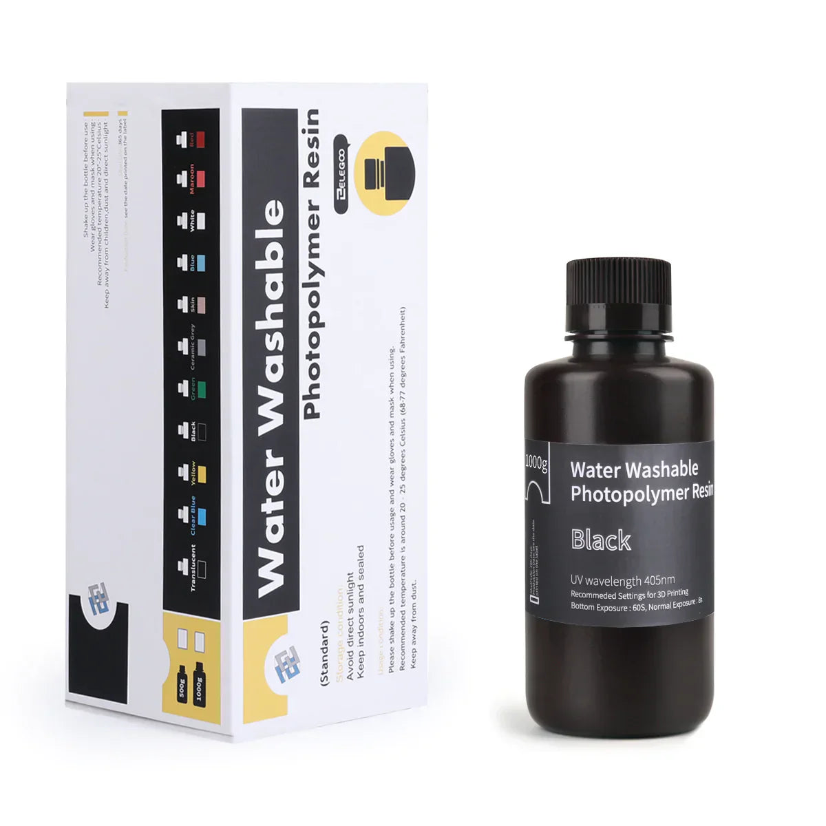 ELEGOO - Résine Water Washable - Noir (Black) - 1 kg