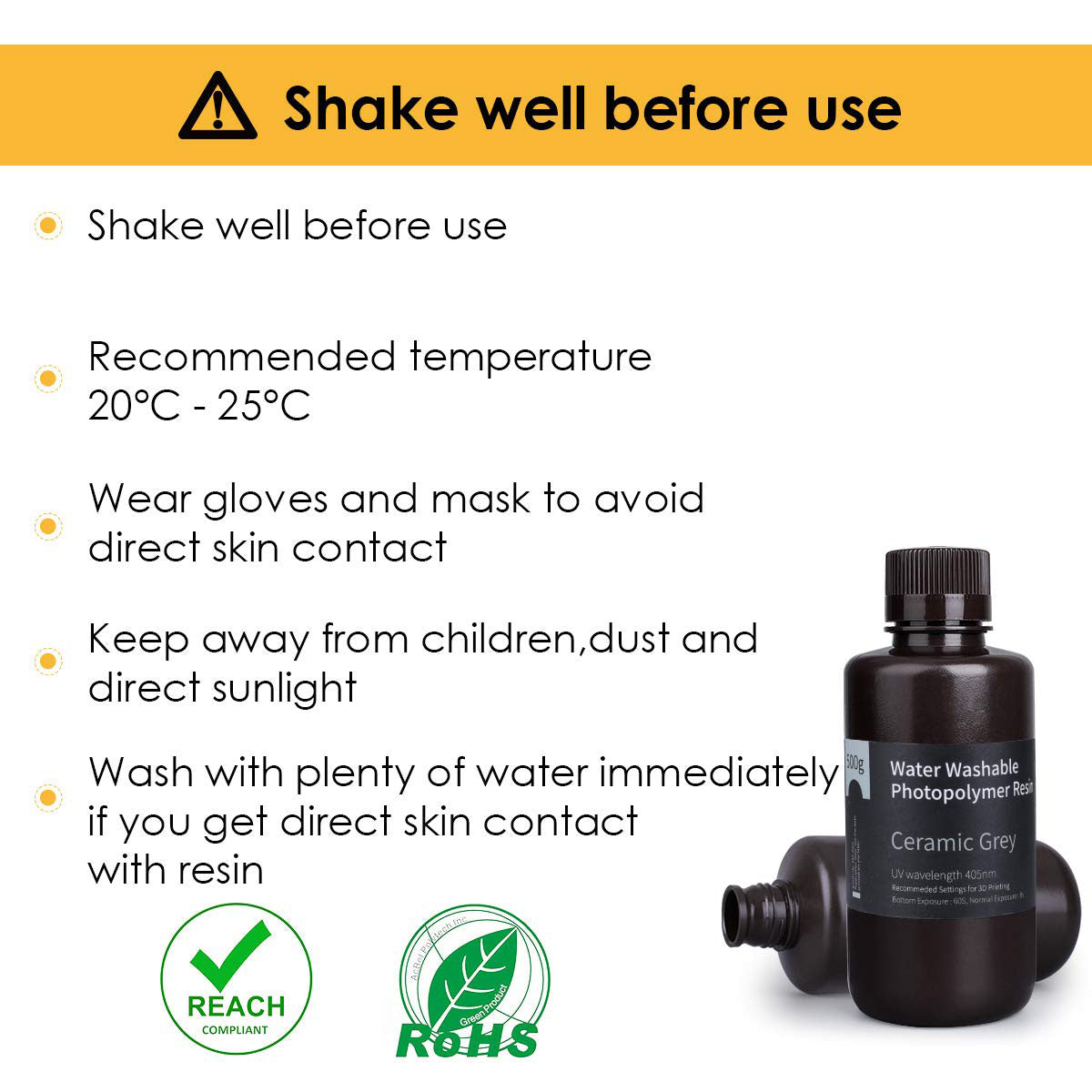 ELEGOO - Résine Water Washable - Gris Céramique (Ceramic Grey) - 1 kg