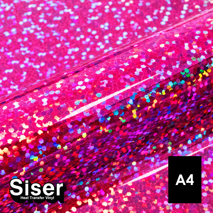 Siser - Holographic Flex - Feuille A4 Thermocollant - (H0008) Rose Fuchsia - 20 x 30 cm