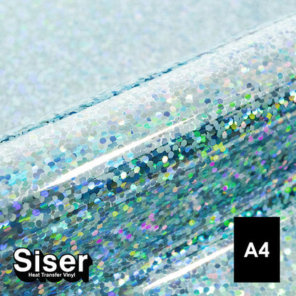 Siser - Holographic Flex - Feuille A4 Thermocollant - (H0051) Bleu Ciel - 20 x 30 cm