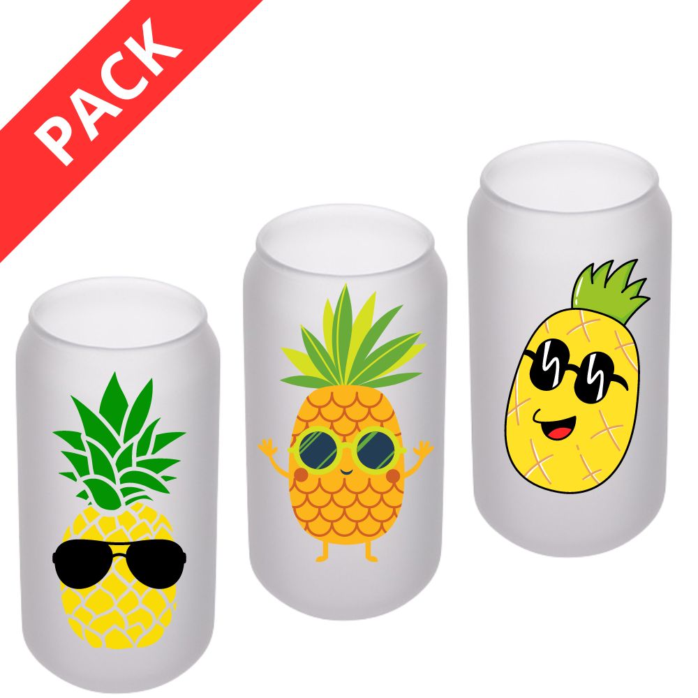 MissKraft - Sublimation - Lot 3 Verres Canette - Dépoli - 550 ml