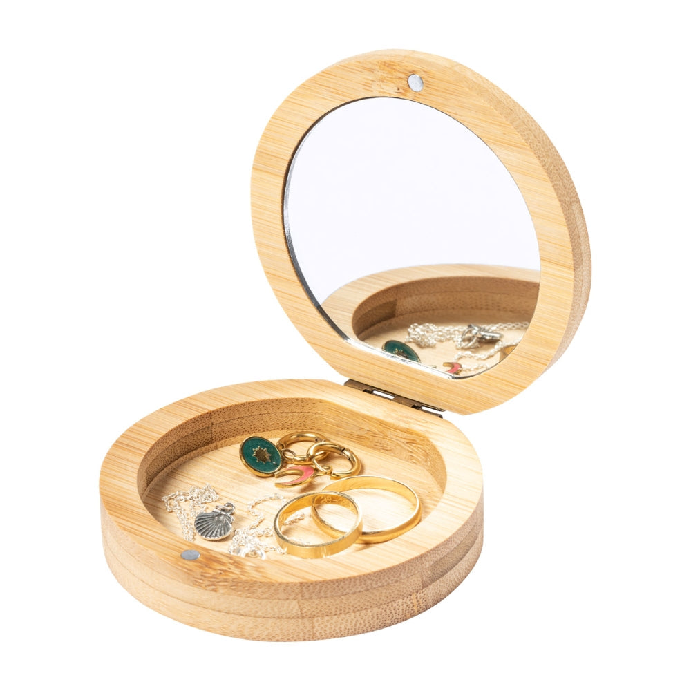 MissKraft -  Boîte à bijoux en bambou Mirishi avec miroir à graver