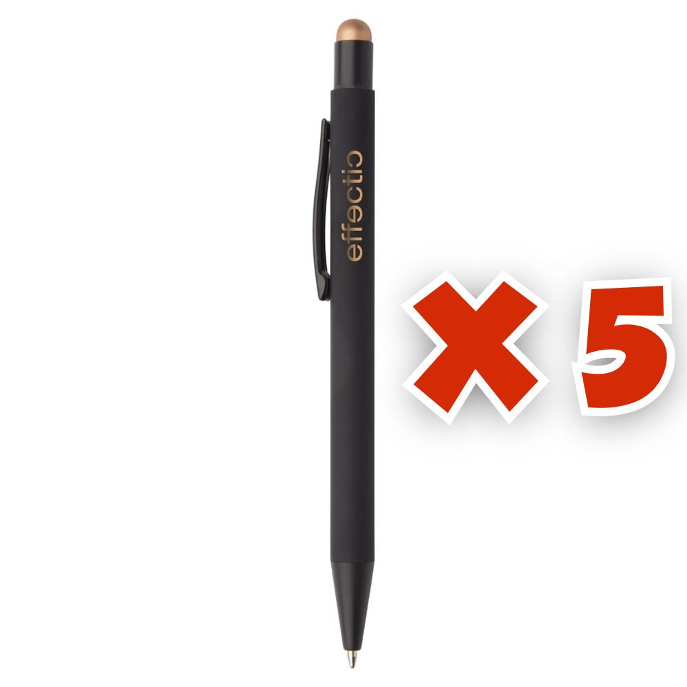 MissKraft -  5 Stylos à bille à graver Pearly Noir embout Bronze