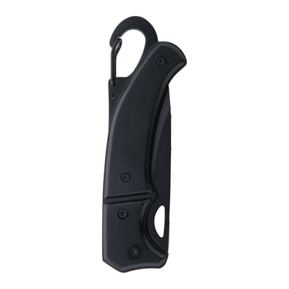 MissKraft - Couteau de poche Angus en métal noir avec mousqueton
