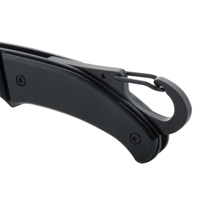 MissKraft - Couteau de poche Angus en métal noir avec mousqueton