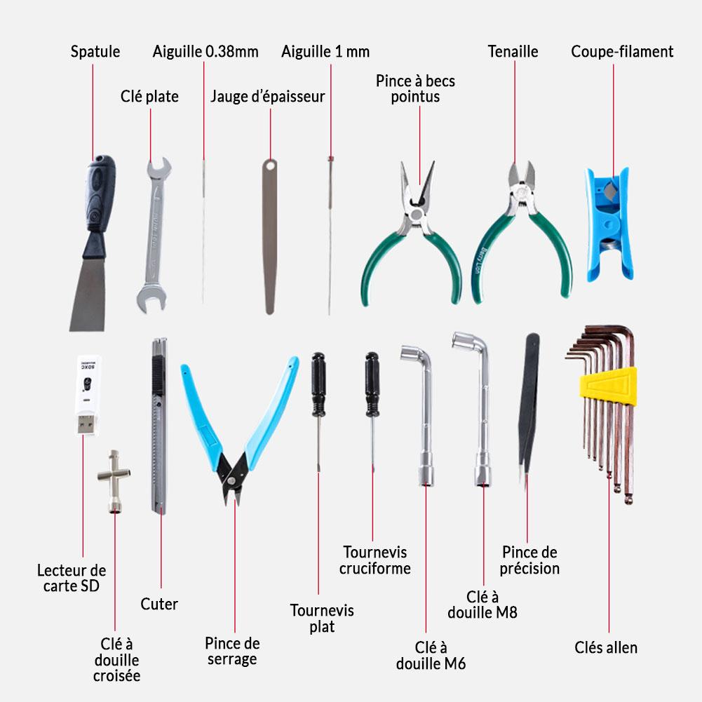 Creality - Kit boîte à outil universel (18 pièces)