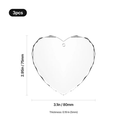 xTool - Ornement en Forme de Cœur Facetté en Cristal K5 (Heart-Shaped Ornament) - 80 mm - 3 pcs