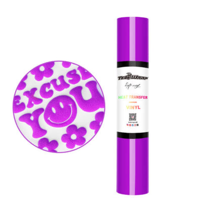 TeckWrapCraft - Puff HTV - Thermocollant - Violet (Purple) - 25 cm x 1,5 m