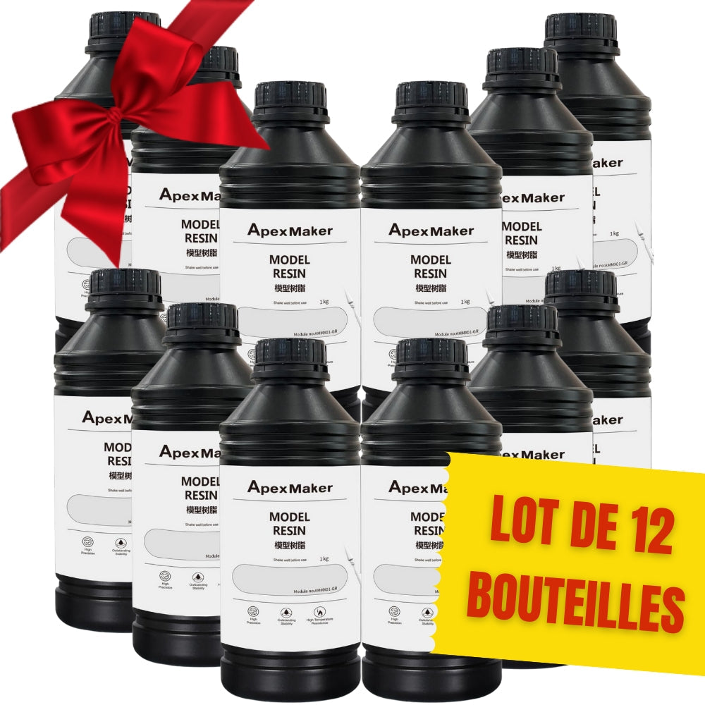 Pack ApexMaker - 12x Résine Standard (Model Resin) - Gris (Gray) - 1 kg
