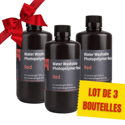 Pack ELEGOO - 3x Résine Water Washable - Rouge (Red) - 1 kg
