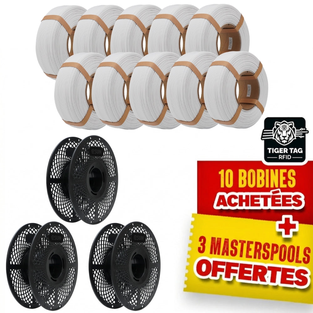 Pack eSun 10 PLA Basic - Blanc (White) + 3 Masterspool Offertes