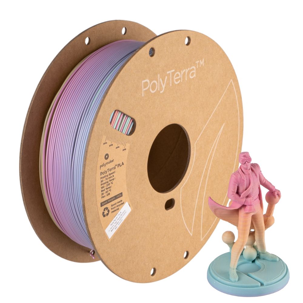 Polymaker - PolyTerra Gradient PLA - Arc-en-ciel Pastel (Rainbow) - 1,75 mm - 1 kg