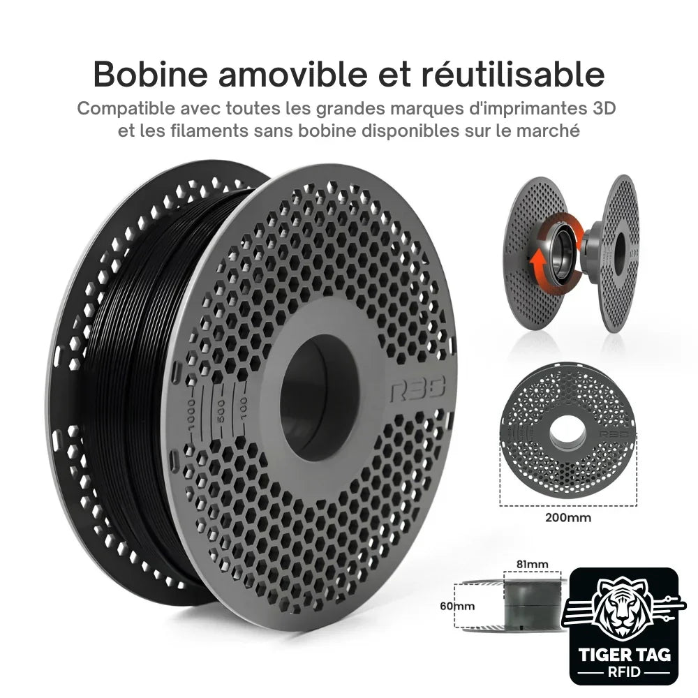 R3D - PETG High-Speed - Noir (Black) - 1,75 mm - 1 kg avec RFID TigerTag