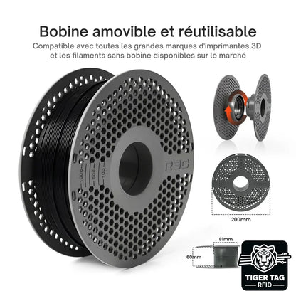 R3D - PETG High-Speed - Noir (Black) - 1,75 mm - 1 kg avec RFID TigerTag