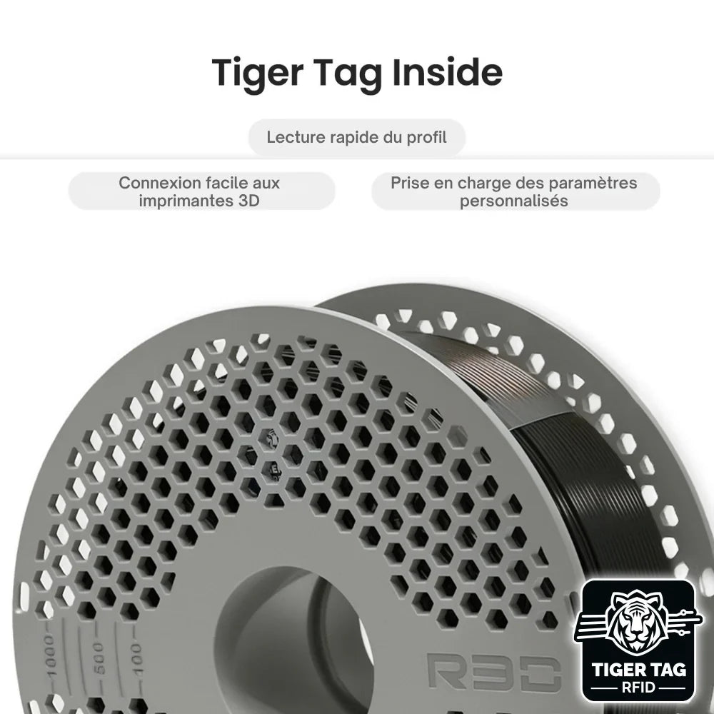 R3D - PLA High-speed - Noir (Black) - 1,75 mm - 1 kg avec RFID TigerTag