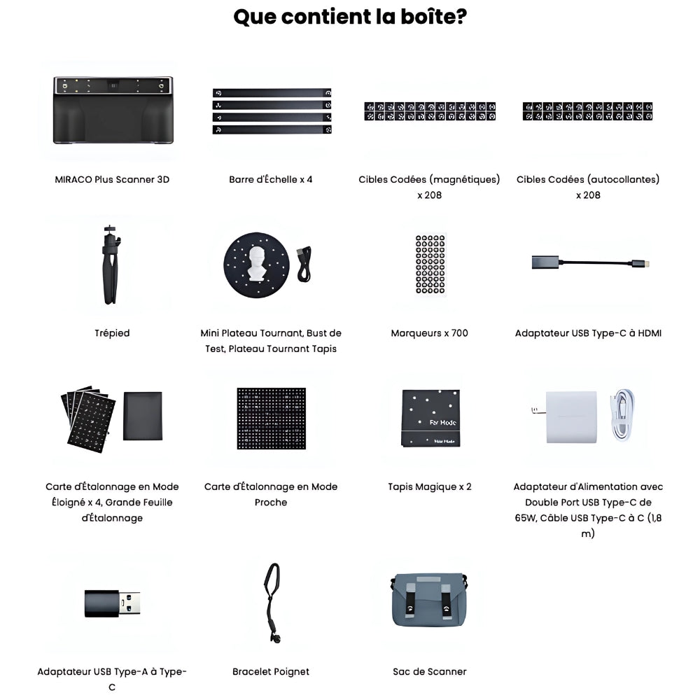 Revopoint - Miraco Plus - Premier Scanner 3D Autonome avec des Capacités de Métrologie Photogrammétr