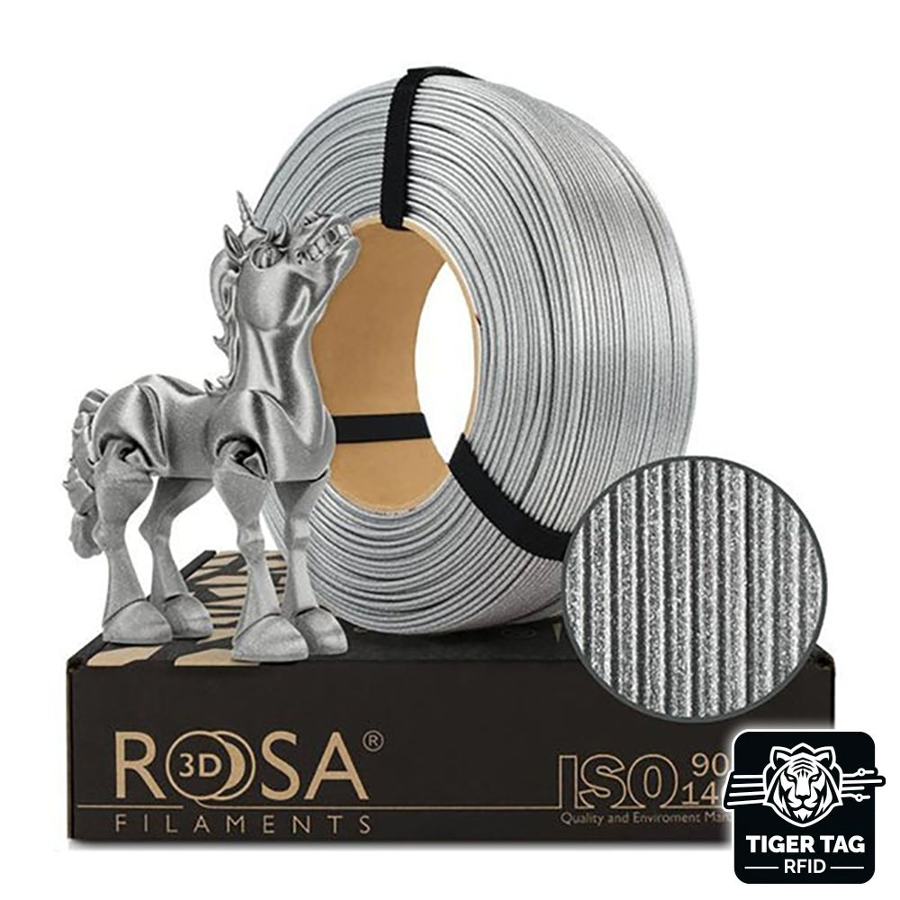 Rosa3D - PLA Galaxy - Argent Brillant (Brillant Silver) - 1,75 mm - 1 kg Refill avec RFID TigerTag