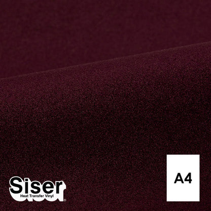 Siser - Flock - Feuille A4 Thermocollant - (S0016) Bordeaux Velours - 20 x 30 cm